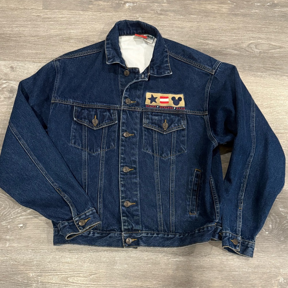 Vintage Disney Mickey Mouse American Flag Oversized Denim Jacket, Size Small. - Picture 8 of 16